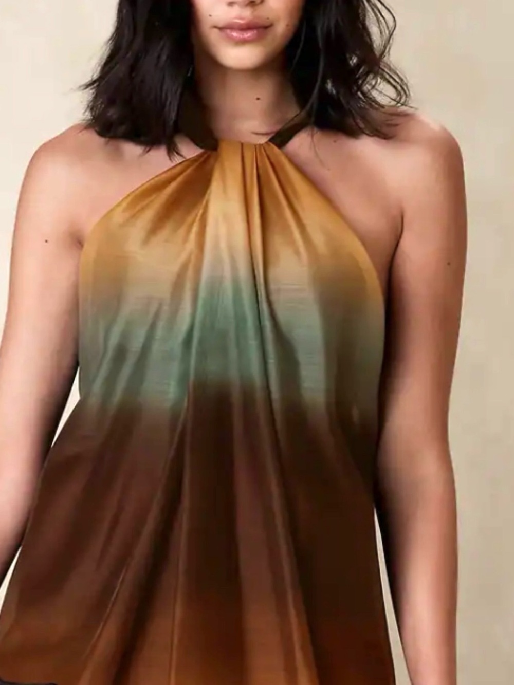BANANA REPUBLIC Block Multicolor Haltered Sleeveless Cocktail Maxi Dress Sz 12 - Picture 2 of 16